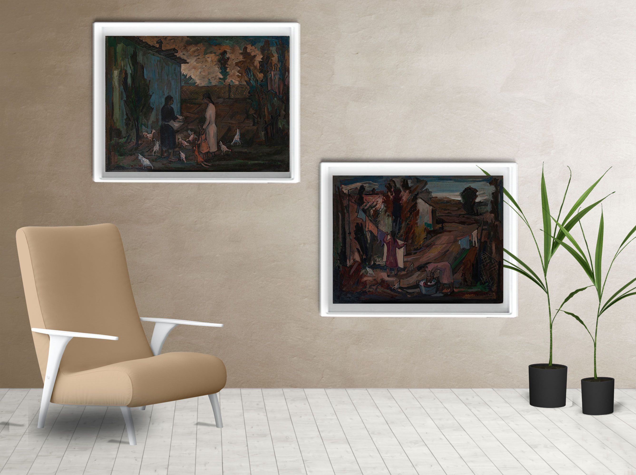 Living cuadro Detrás del Galpón y Detrás de las Casas