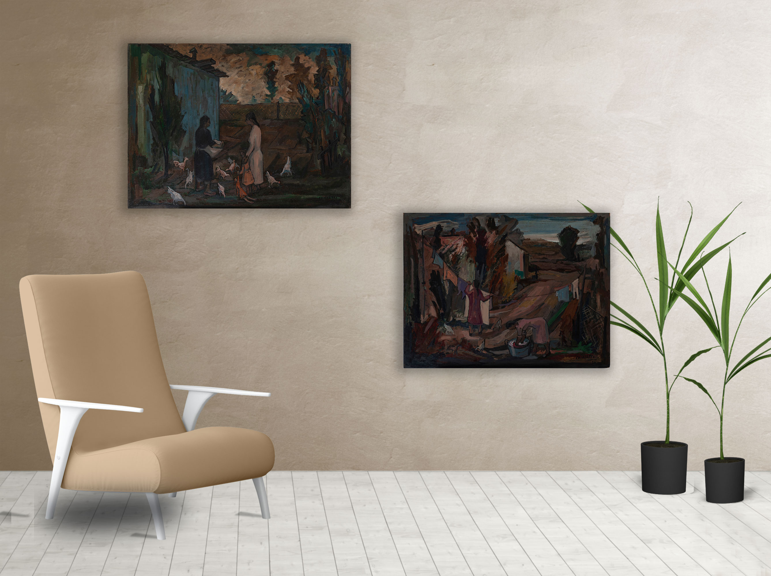 Living cuadro Detrás del Galpón y Detrás de las Casas