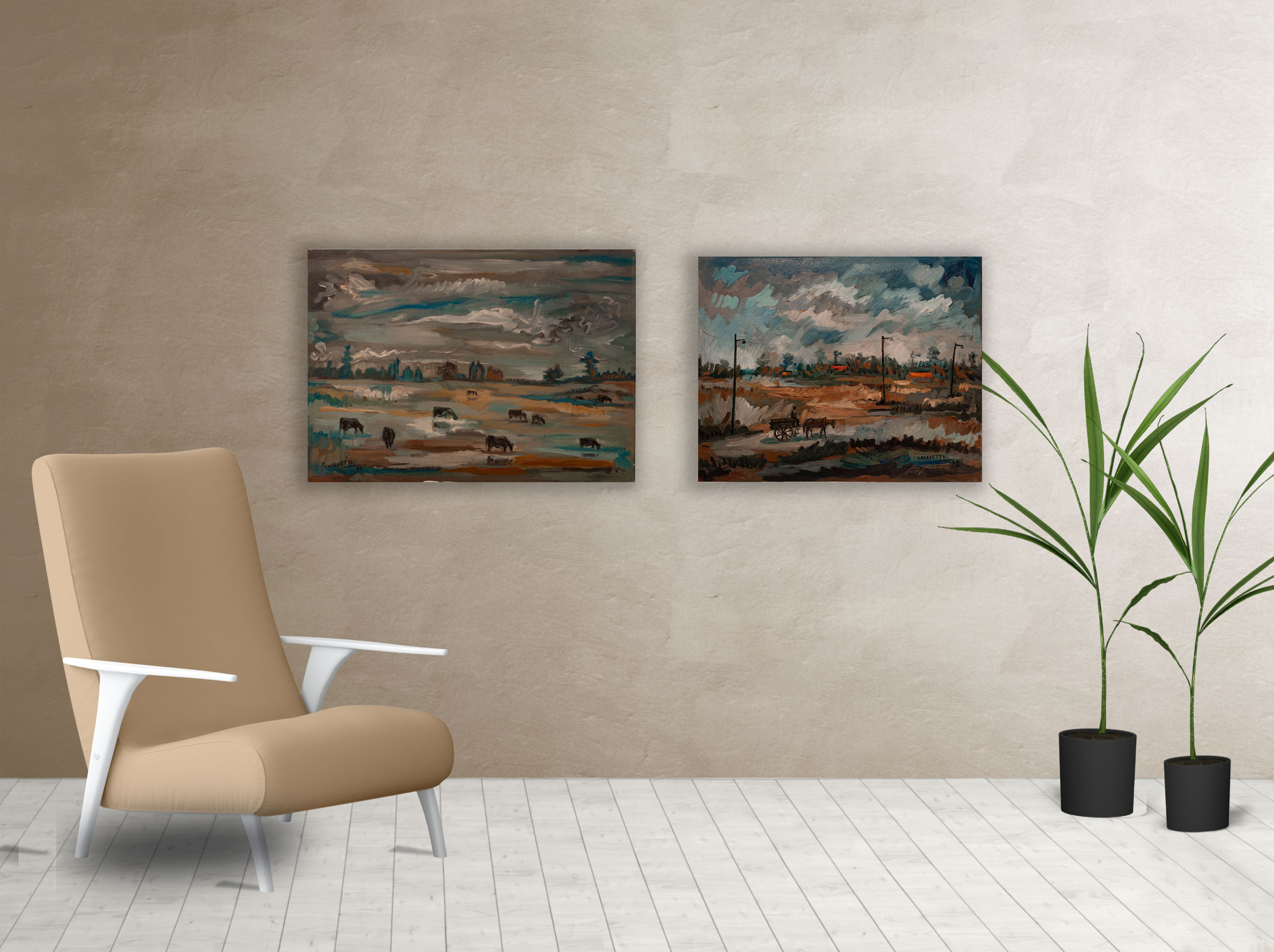 Living cuadro La Tormenta de Santa Rosa y Paisaje