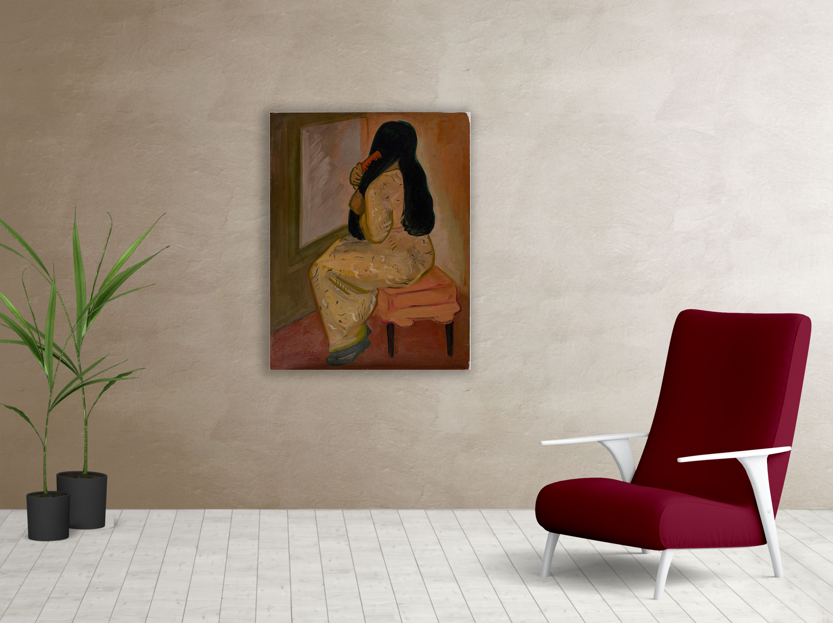 Living cuadro de Pirucha Peinándose