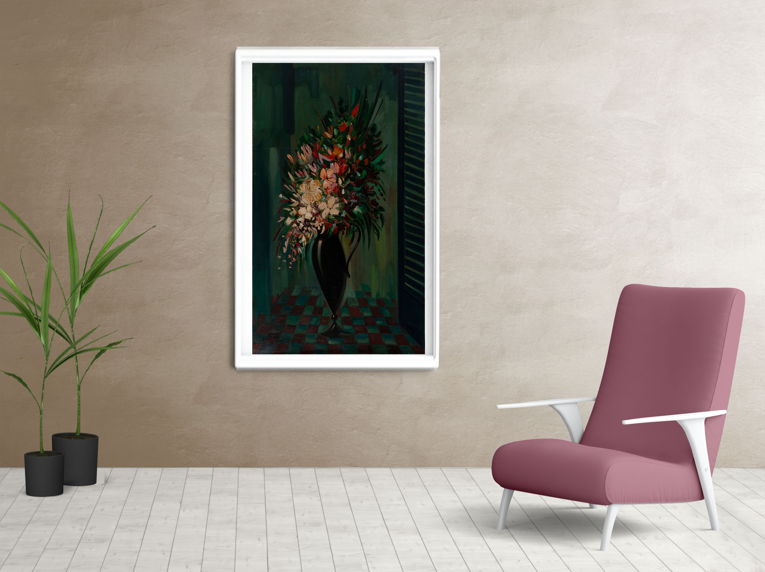 Living cuadro Flores en el Patio Cubierto