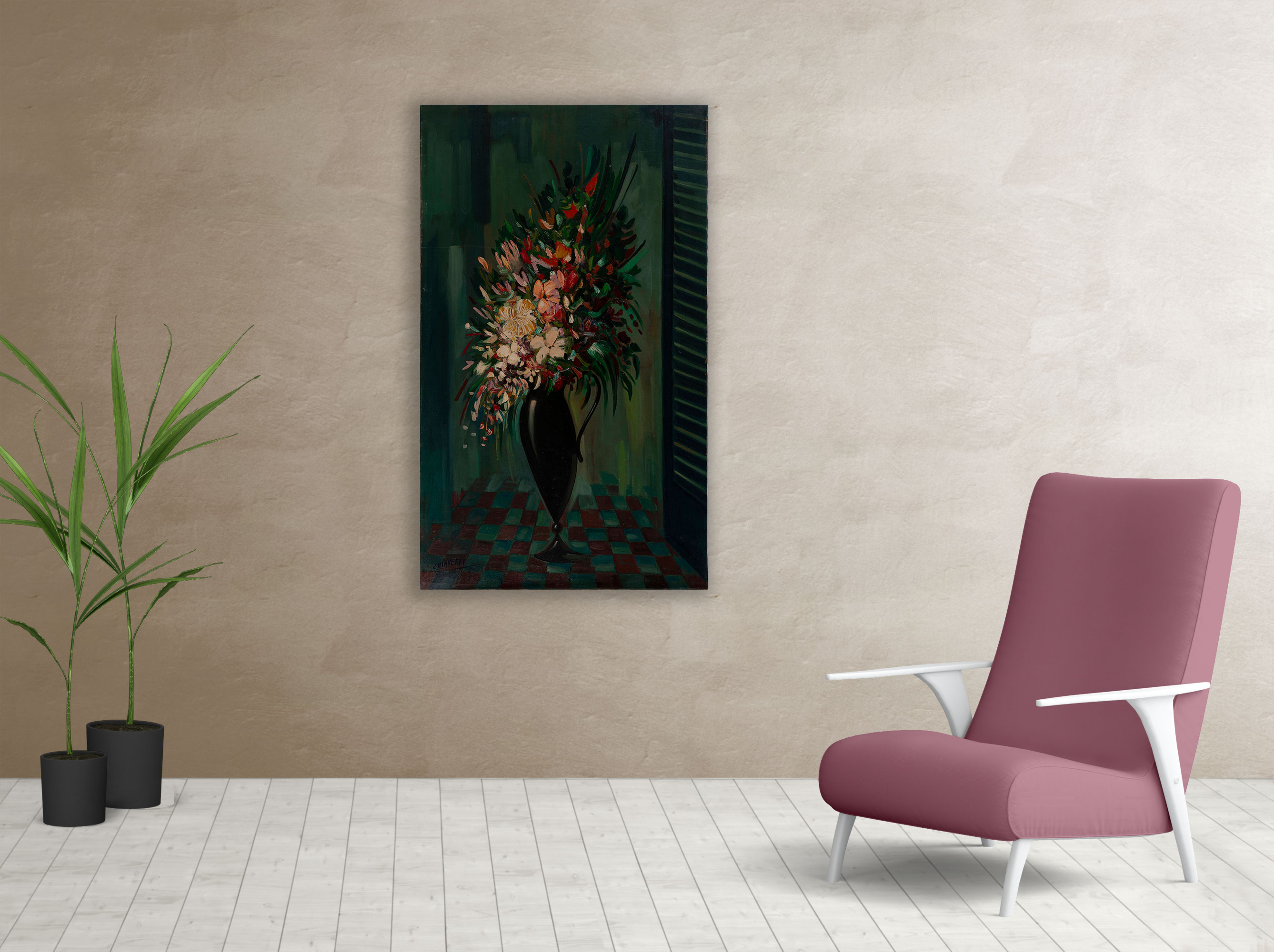 Living cuadro Flores en el Patio Cubierto